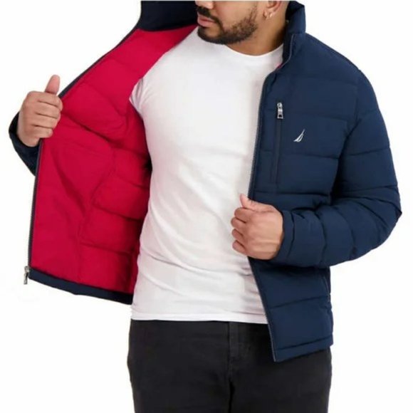 NWT Nautica Men’s Quilted Puffer Jacket BLUE - Picture 6 of 10